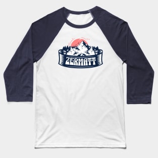 Zermatt Swiss Mountain Sunset Baseball T-Shirt